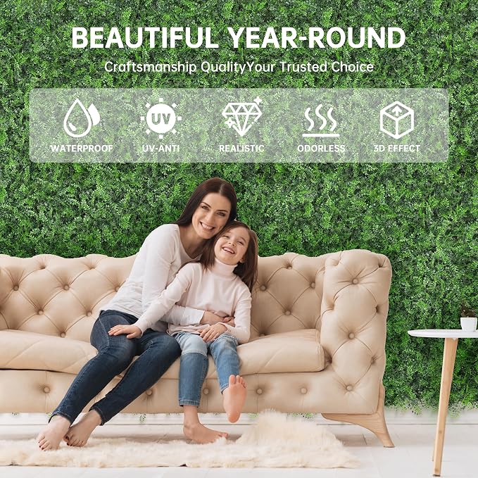 Artificial Green Wall Panels: 40"x120" Boxwood Hedge Green Wall Decor Backdrop