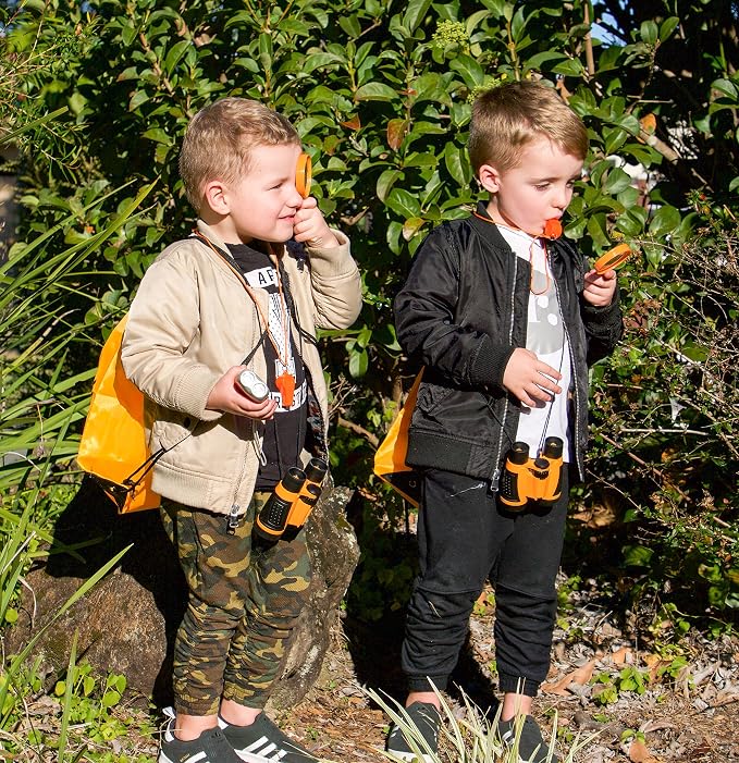 Adventure Kidz Outdoor Exploration Kit, Children’s Binoculars with Case, Flashlight, Compass, Whistle, Magnifying Glass, Backpack. Great Kids Gift Set for Camping, Hiking, STEM and Pretend Play | Binoculars, Flashlight, Compass, Fox Whistle, Magnifying...