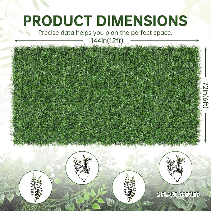 Artificial Green Wall Panels: 6FTx12FT Boxwood Hedge Green Wall Decor Backdrop