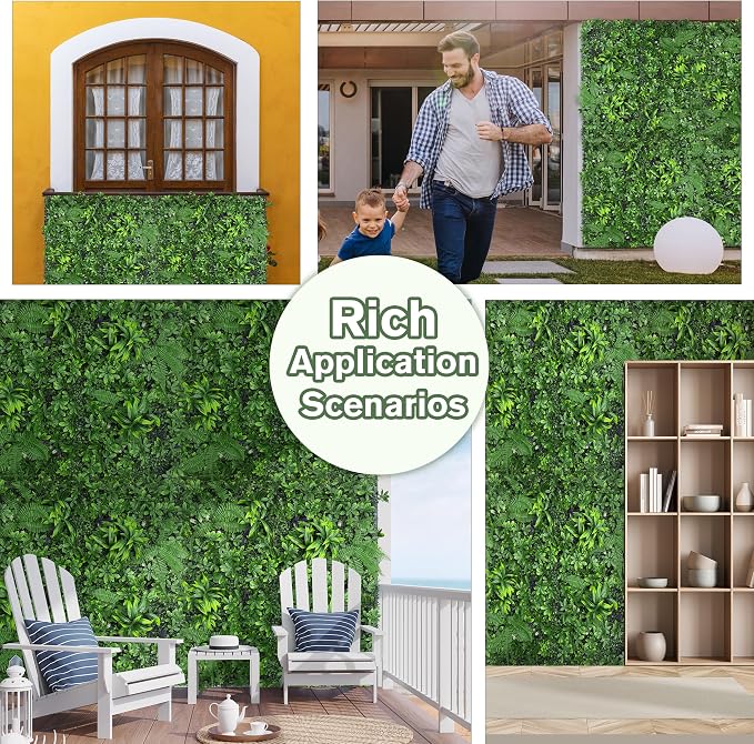 Artificial Green Boxwood Grass Wall Roll: 48"x120"（40SQFT） UV Protected Ivy
