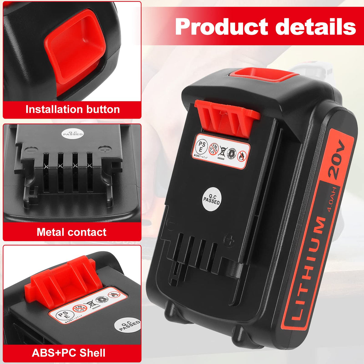 Akkopower 20V Replacement Battery for Black+Decker | 4Ah Li-Ion, 20V Max XR Compatible