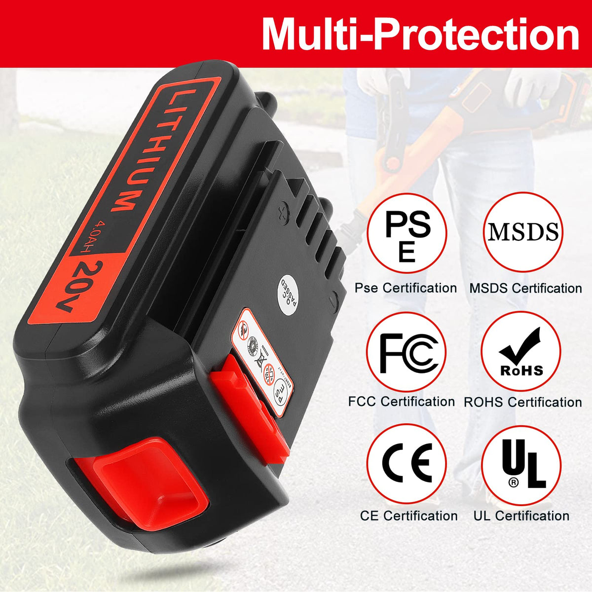 Akkopower 20V Replacement Battery for Black+Decker | 4Ah Li-Ion, 20V Max XR Compatible