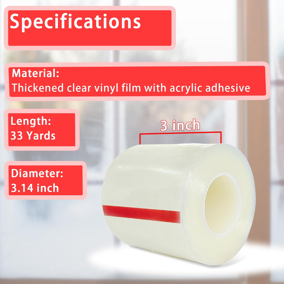 Birllaid Window Sealing Tape 3in x 99ft Clear — No Residue, Weatherproof Draft Seal
