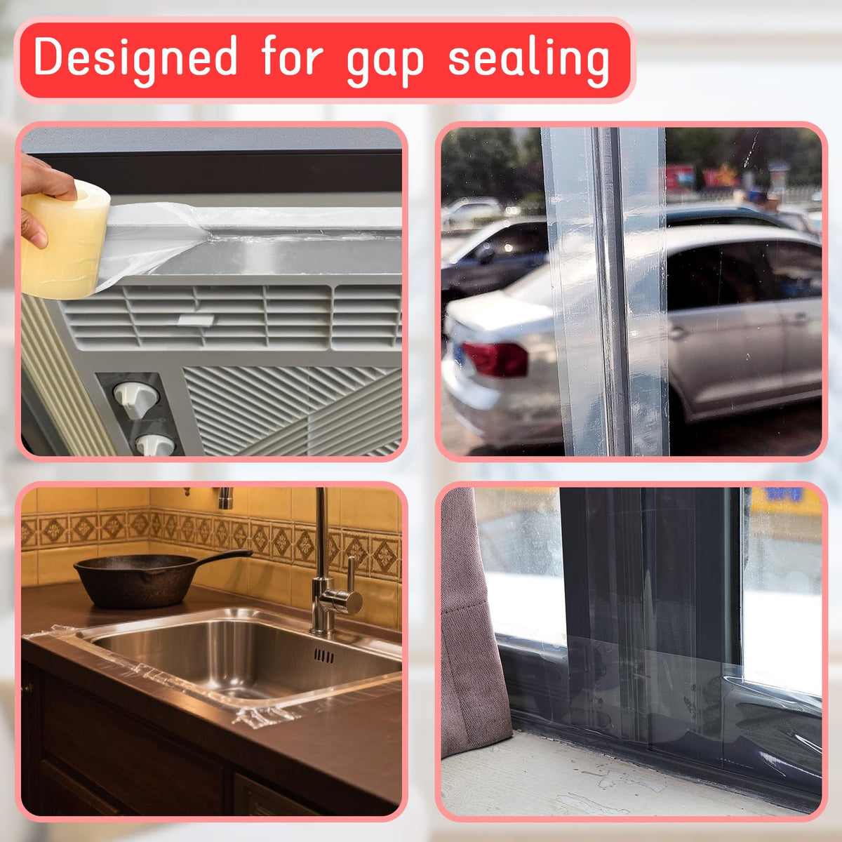 Birllaid Window Sealing Tape 3in x 99ft Clear — No Residue, Weatherproof Draft Seal