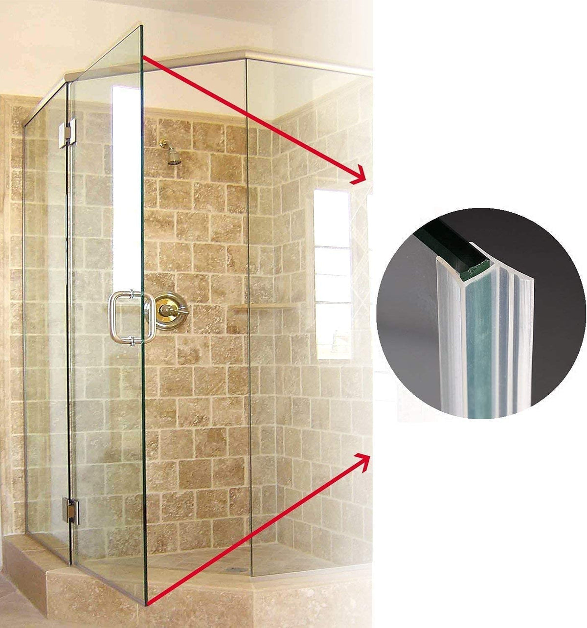 Dalrun Glass Door Side Seal Strip 100-Inch — Frameless Shower Door Sweep for 1/2-Inch Glass