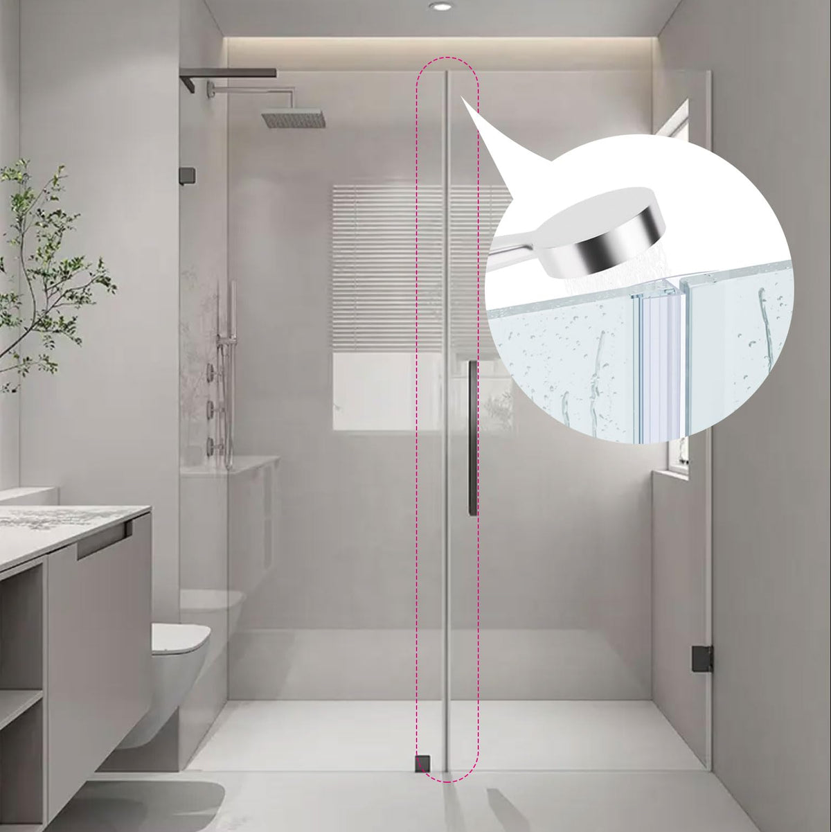 Dalrun Glass Door Side Seal Strip 100-Inch — Frameless Shower Door Sweep for 1/2-Inch Glass