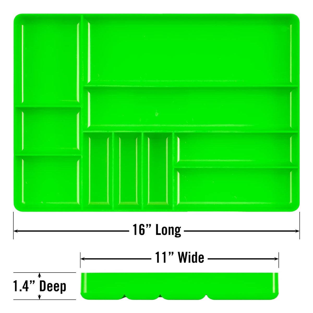 Ernst Manufacturing Tool Organizer Tray Green – 10-Compartment, Heavy-Duty Drawer Organizer, Made in USA