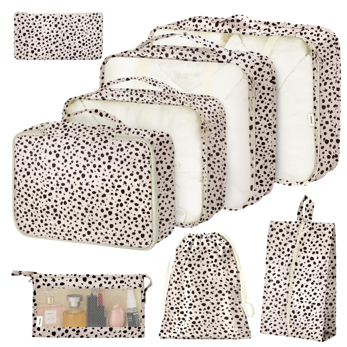 Hatisan Leopard 8-Piece Packing Cubes Set | Travel Luggage Organizer