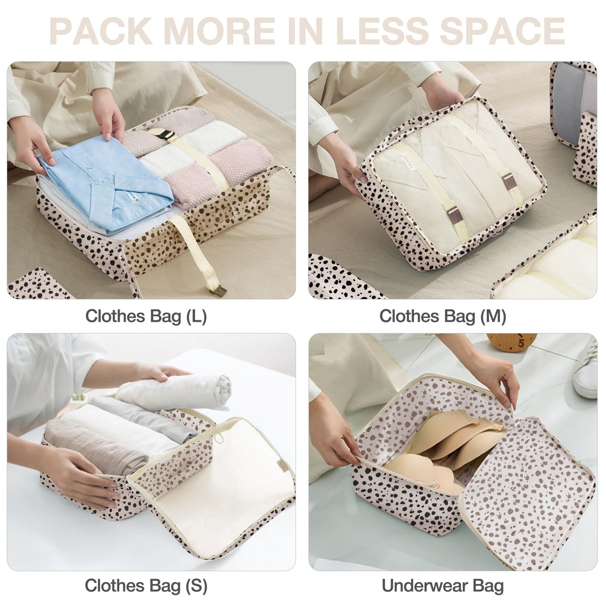Hatisan Leopard 8-Piece Packing Cubes Set | Travel Luggage Organizer