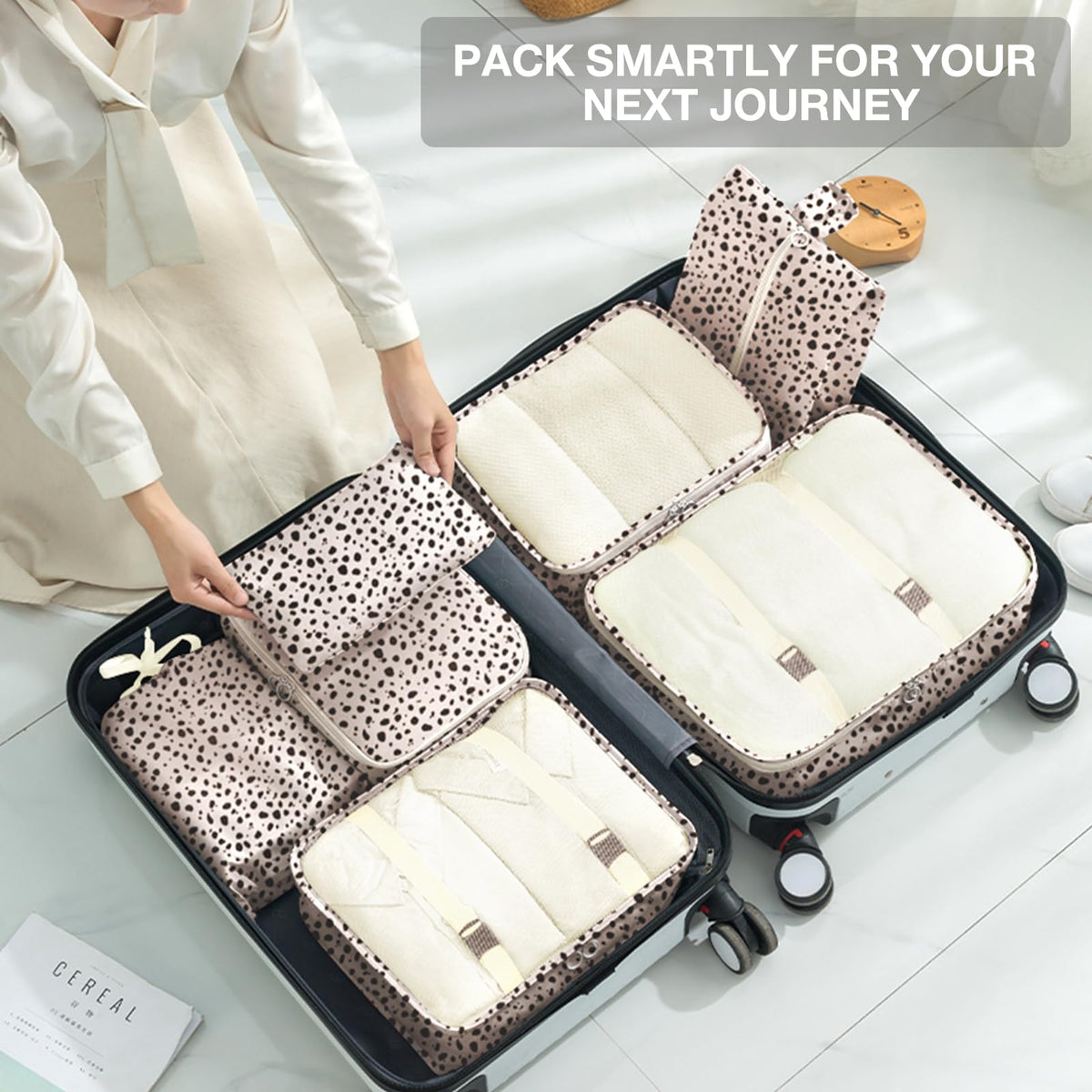 Hatisan Leopard 8-Piece Packing Cubes Set | Travel Luggage Organizer