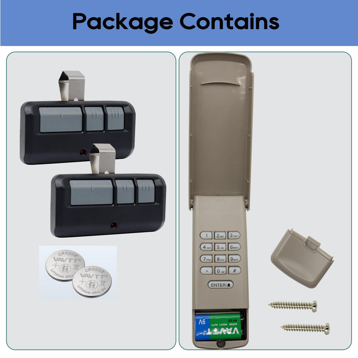 JUSTHILLUP Universal Garage Door Keypad & Remote for LiftMaster/Chamberlain/Craftsman 1993+ | Replaces 877MAX, 893MAX, 971LM & CMXZDCG440