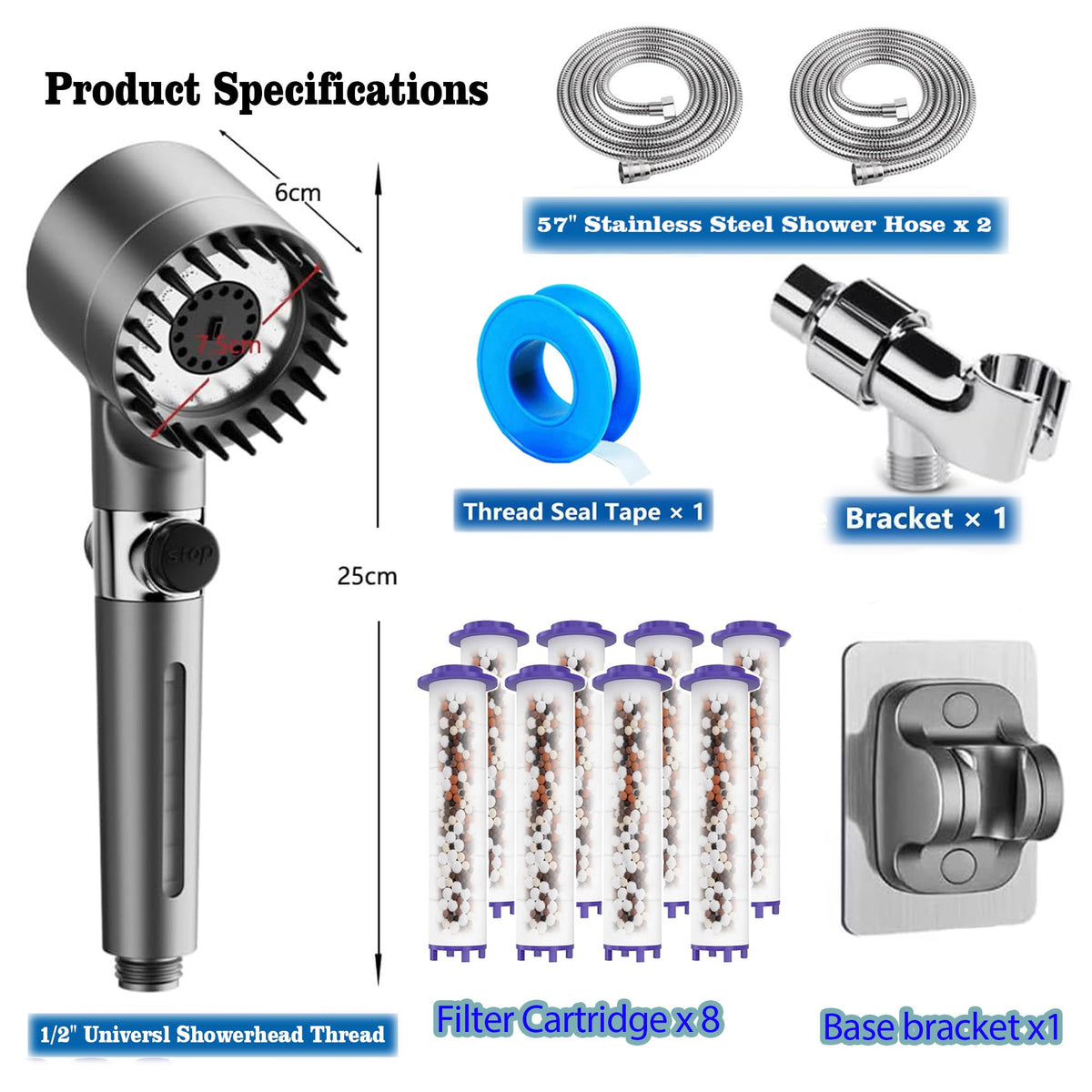 LIAOVEN Filtered Shower Head with Handheld — 3-Spray High-Pressure Ionic Filter, 8 Filters & Anti-Clog Nozzles