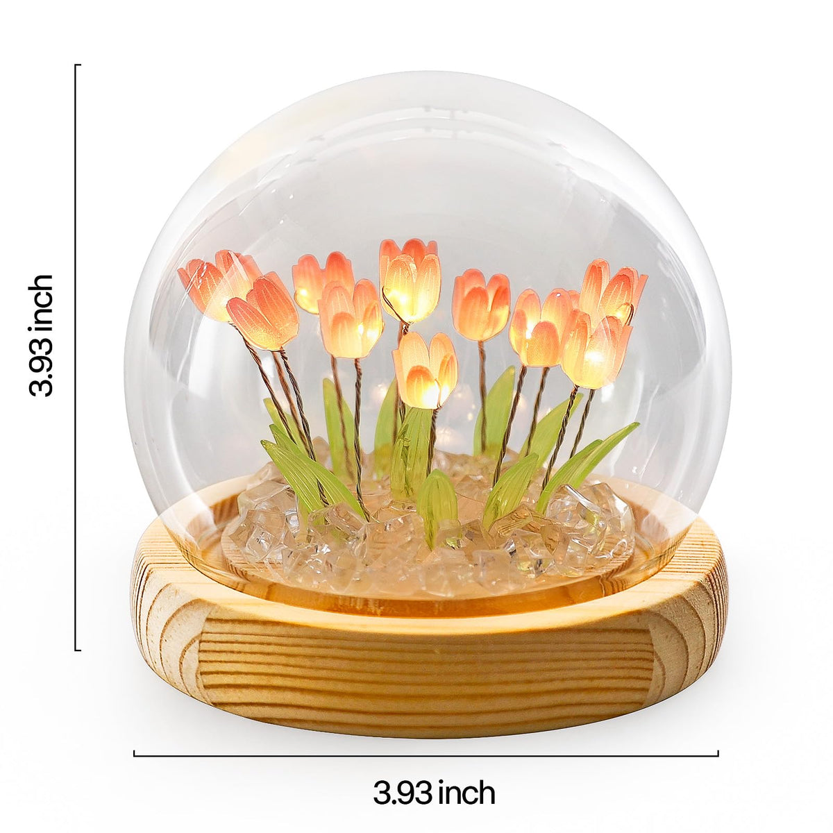 ONXE Tulips Night Light — Glass Dome Tulip Lamp for Mom & Loved Ones