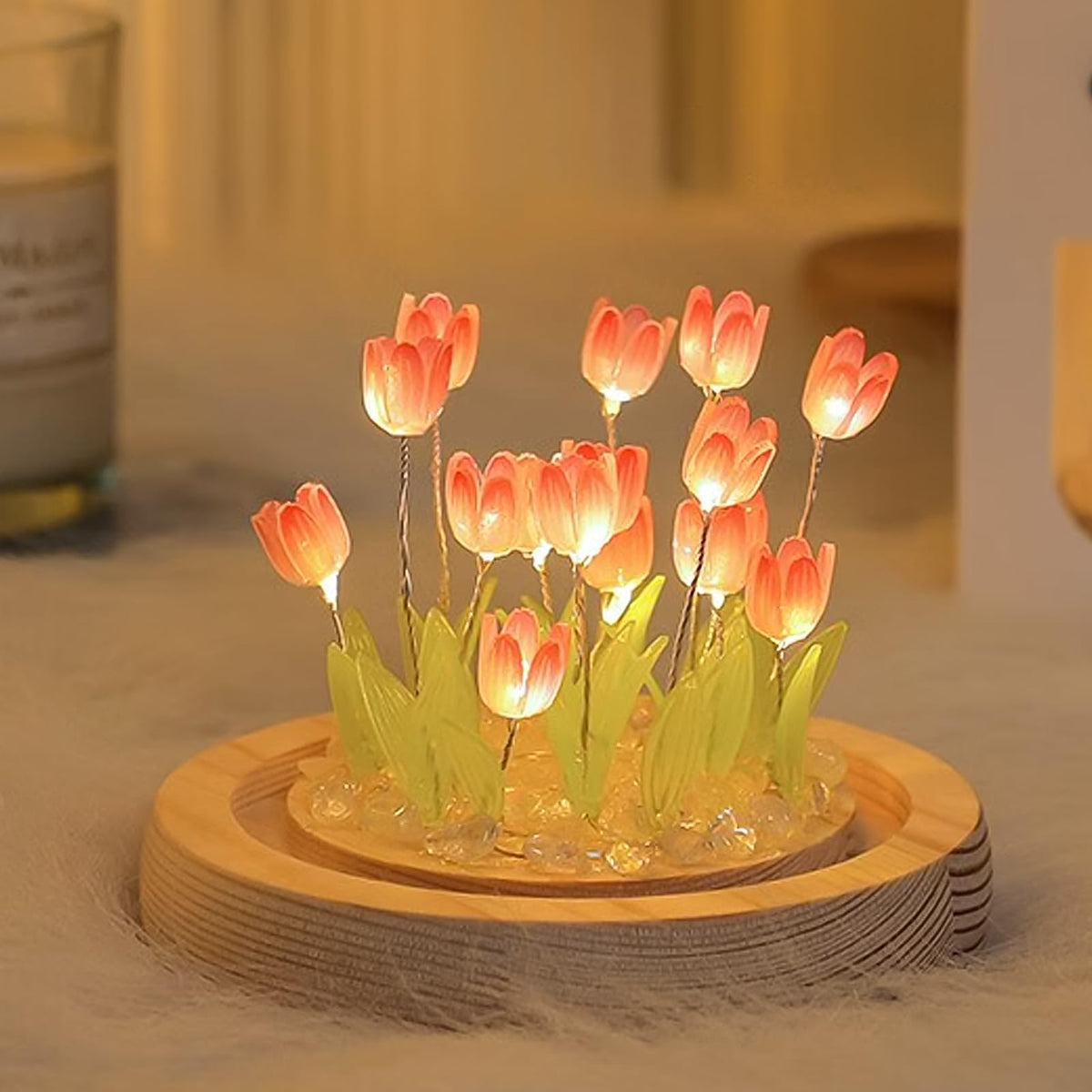 ONXE Tulips Night Light — Glass Dome Tulip Lamp for Mom & Loved Ones