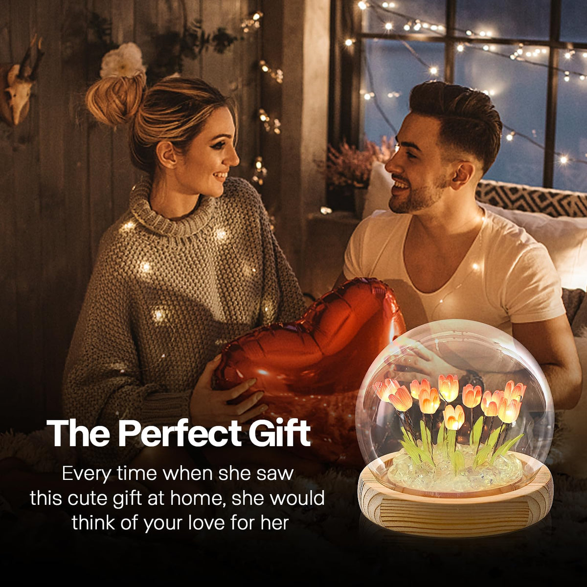 ONXE Tulips Night Light — Glass Dome Tulip Lamp for Mom & Loved Ones
