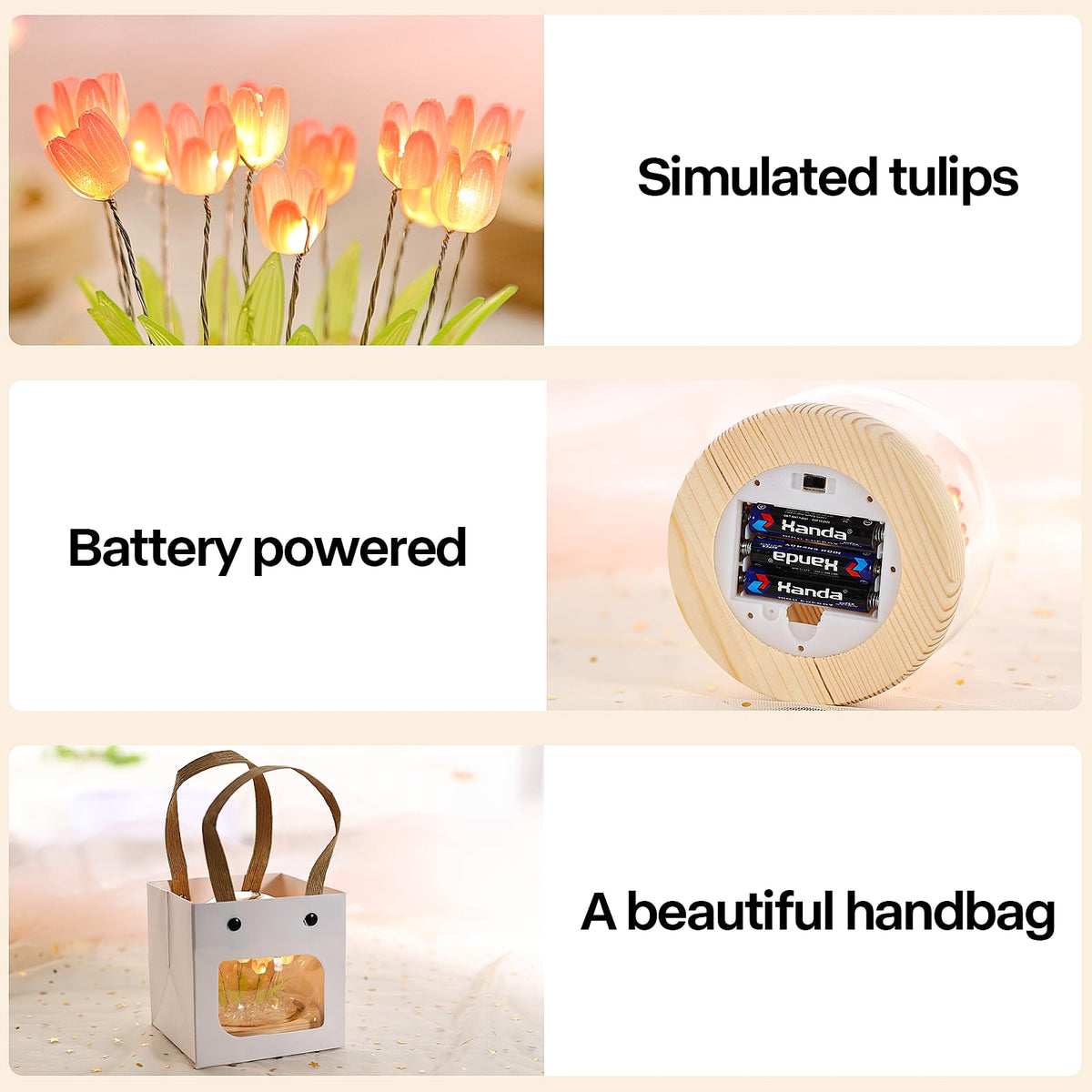 ONXE Tulips Night Light — Glass Dome Tulip Lamp for Mom & Loved Ones