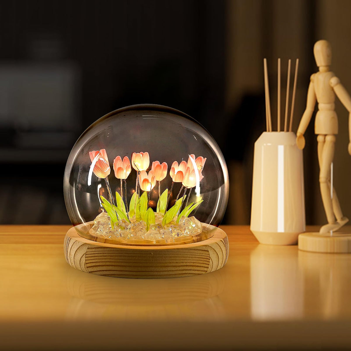 ONXE Tulips Night Light — Glass Dome Tulip Lamp for Mom & Loved Ones