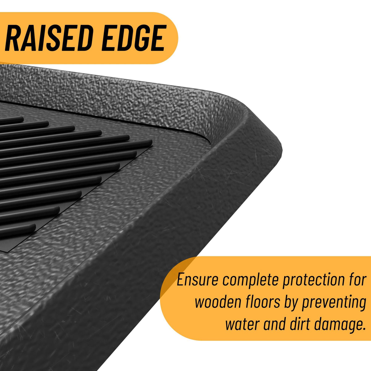 Ottomanson Heavy Duty Rubber Boot Tray – Non-Slip, Waterproof, Hose-Washable 16 x 32 in Black