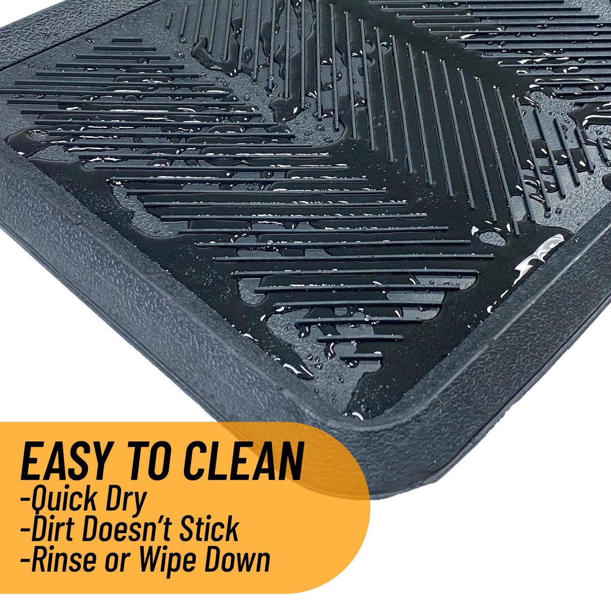 Ottomanson Heavy Duty Rubber Boot Tray – Non-Slip, Waterproof, Hose-Washable 16 x 32 in Black