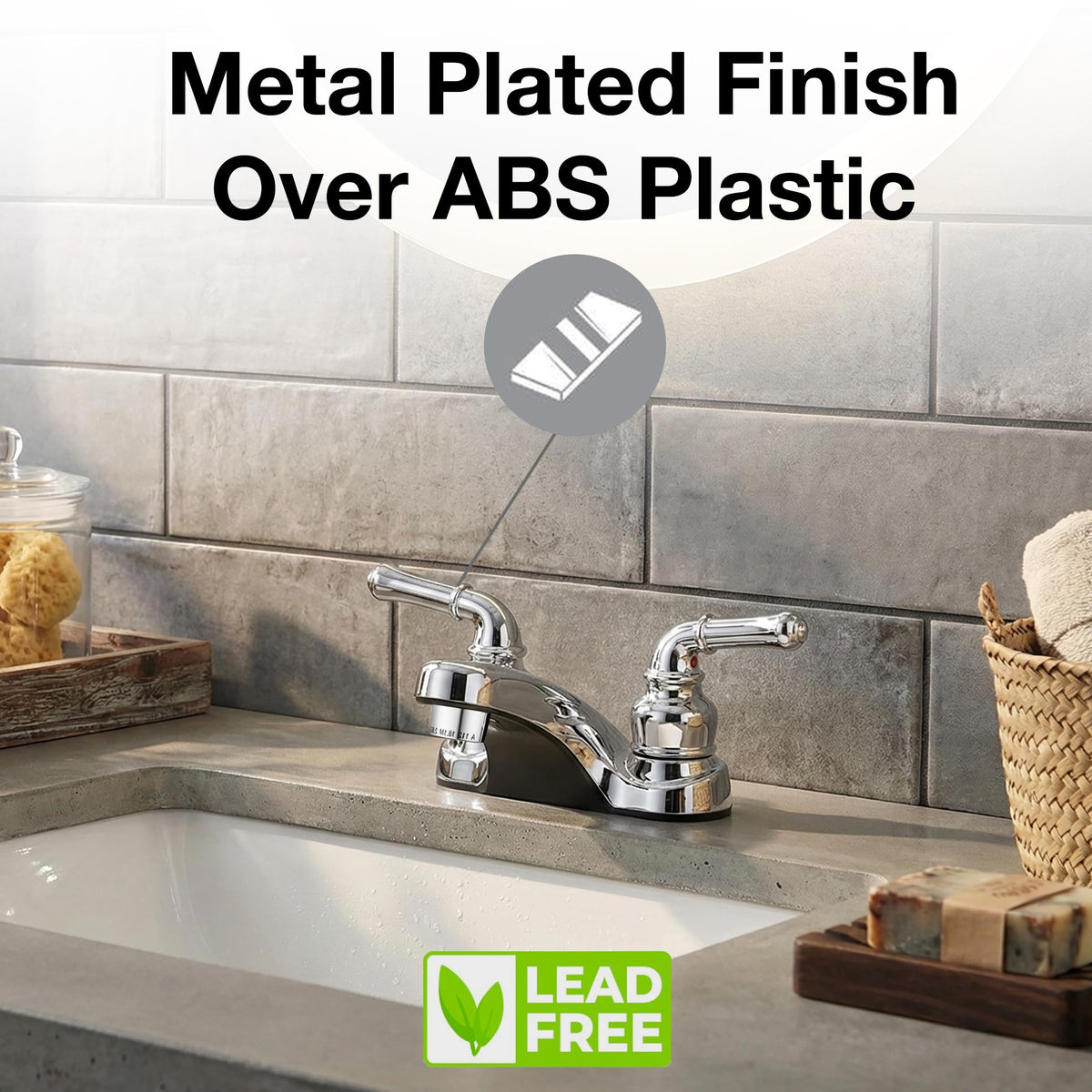 Pacific Bay Lynden Chrome Bathroom Sink Faucet – Dual Levers, Easy 2-Hole Install