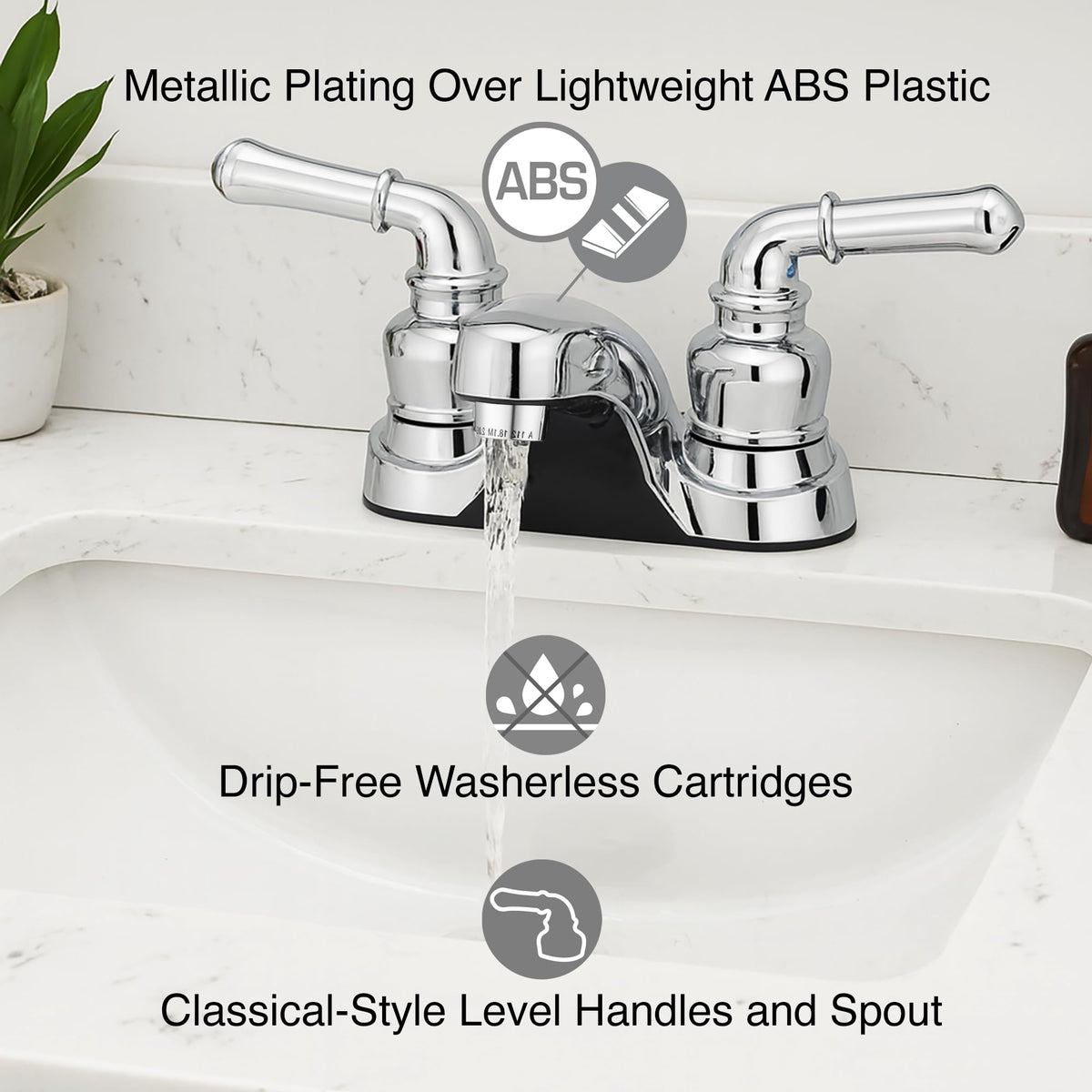 Pacific Bay Lynden Chrome Bathroom Sink Faucet – Dual Levers, Easy 2-Hole Install