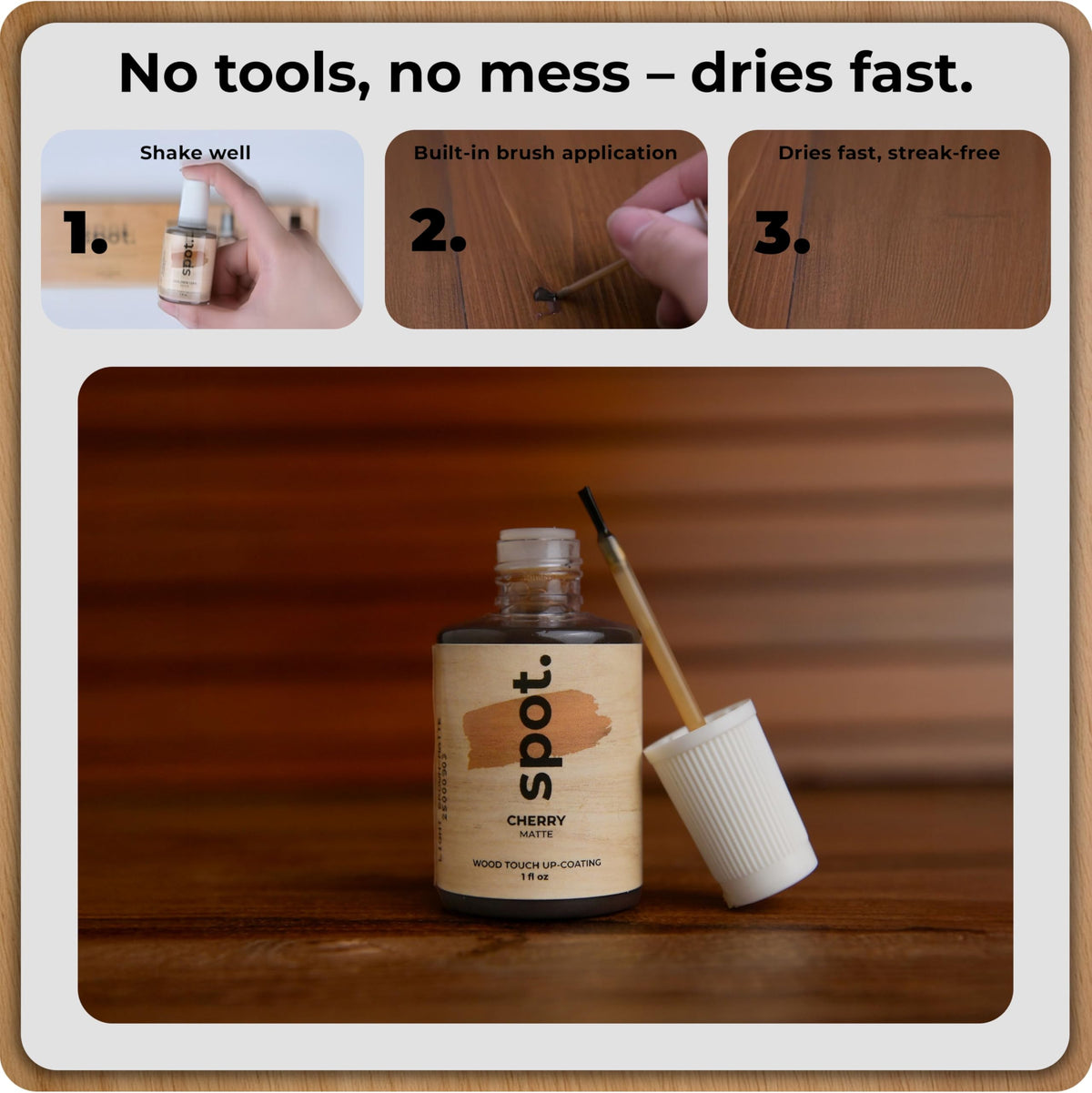 Spot Light Brown Wood Stain Repair Kit — 4 fl oz Total (Golden Oak, Early America, Cherry, Red Oak)