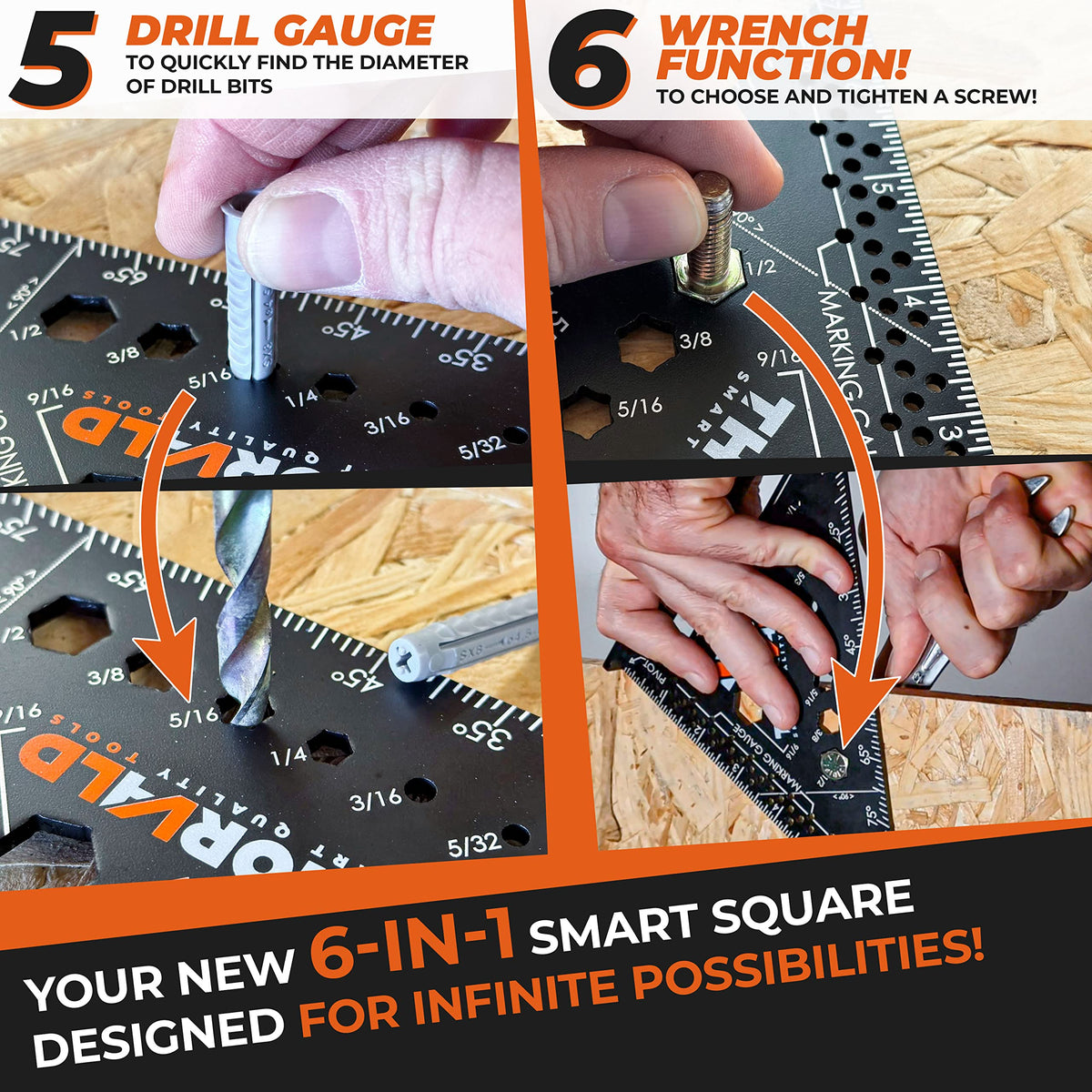 THORVALD 6-in-1 Carpenter Square 7-Inch — All-in-One Precision Tool for Woodworking