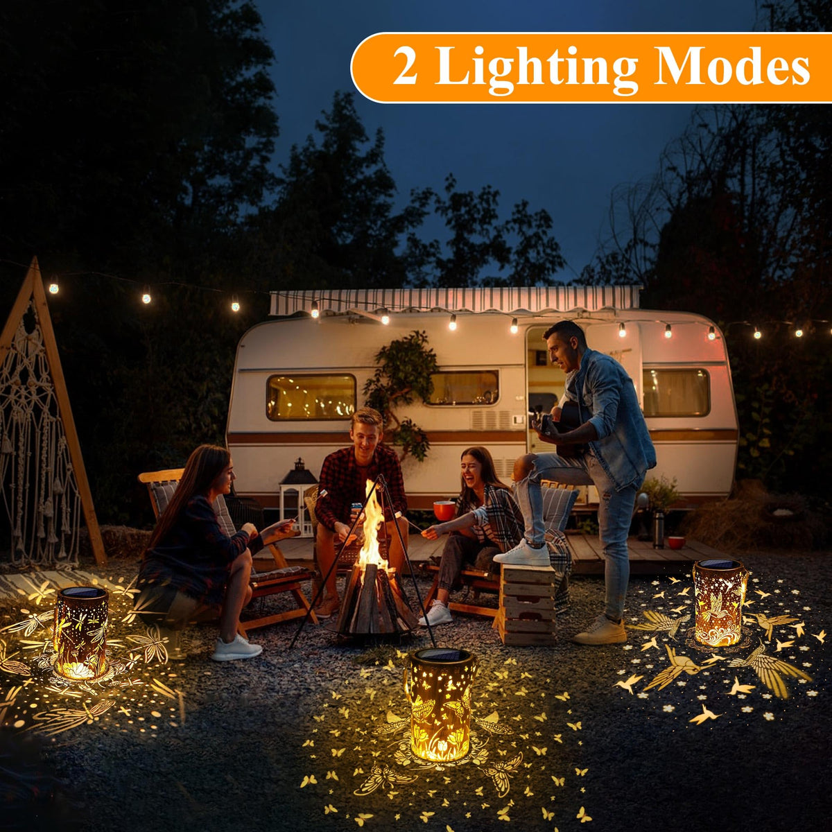 Toodour Solar Lantern Outdoor – Hummingbird Pattern Hanging Lights for Patio & Garden