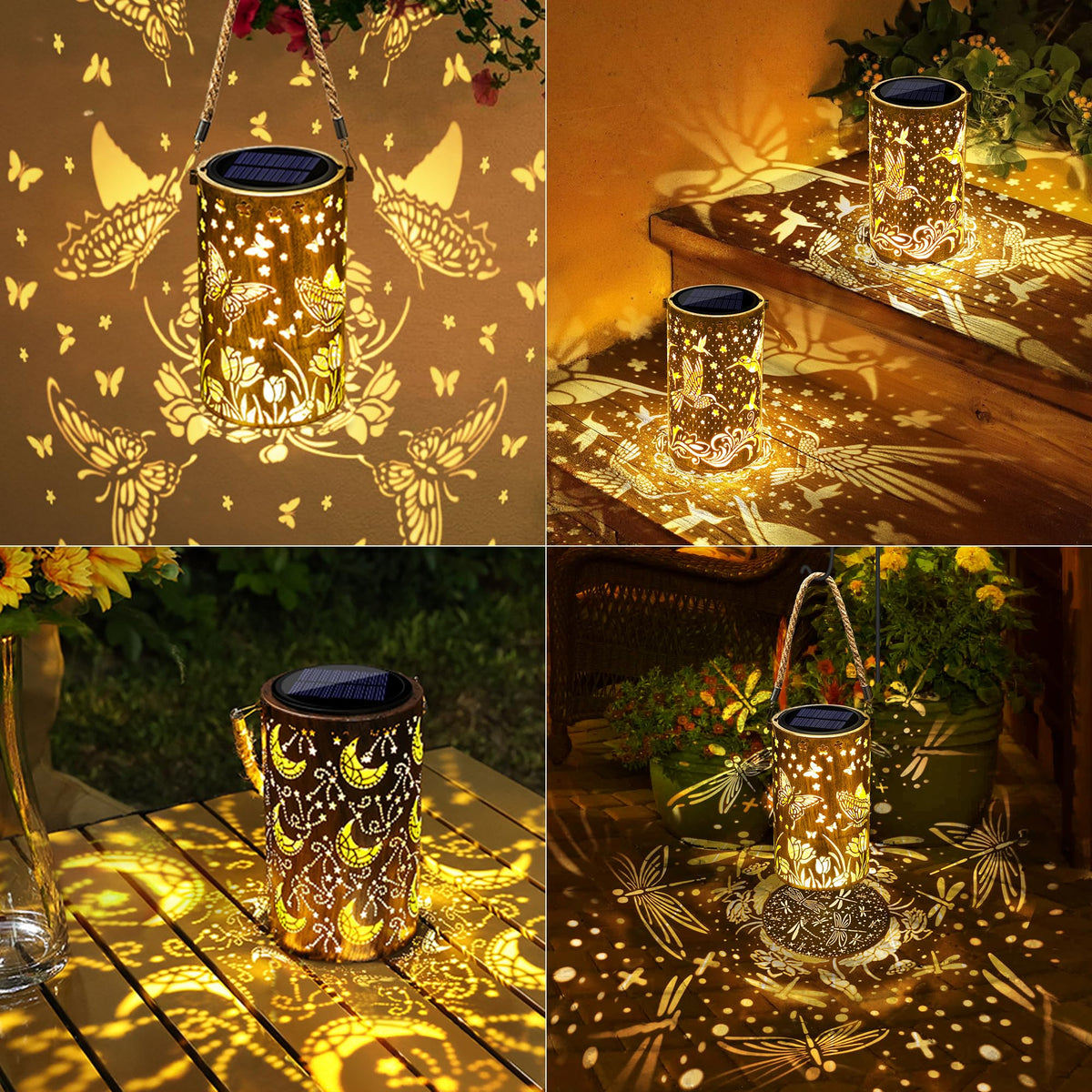 Toodour Solar Lantern Outdoor – Hummingbird Pattern Hanging Lights for Patio & Garden