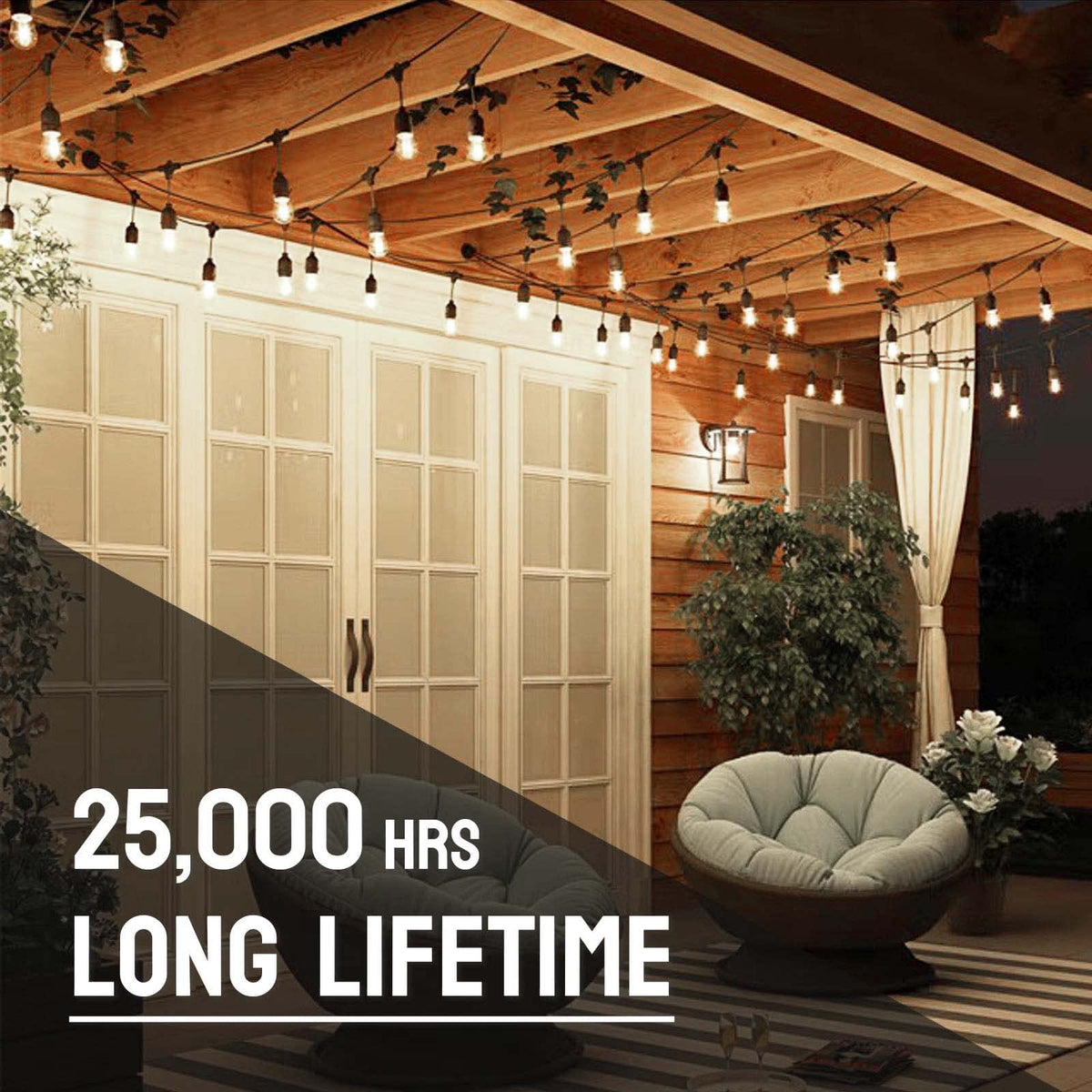 Visther 24-Pack S14 LED Outdoor Bulbs – 1W, 120V, E26 Base, 2700K Warm White