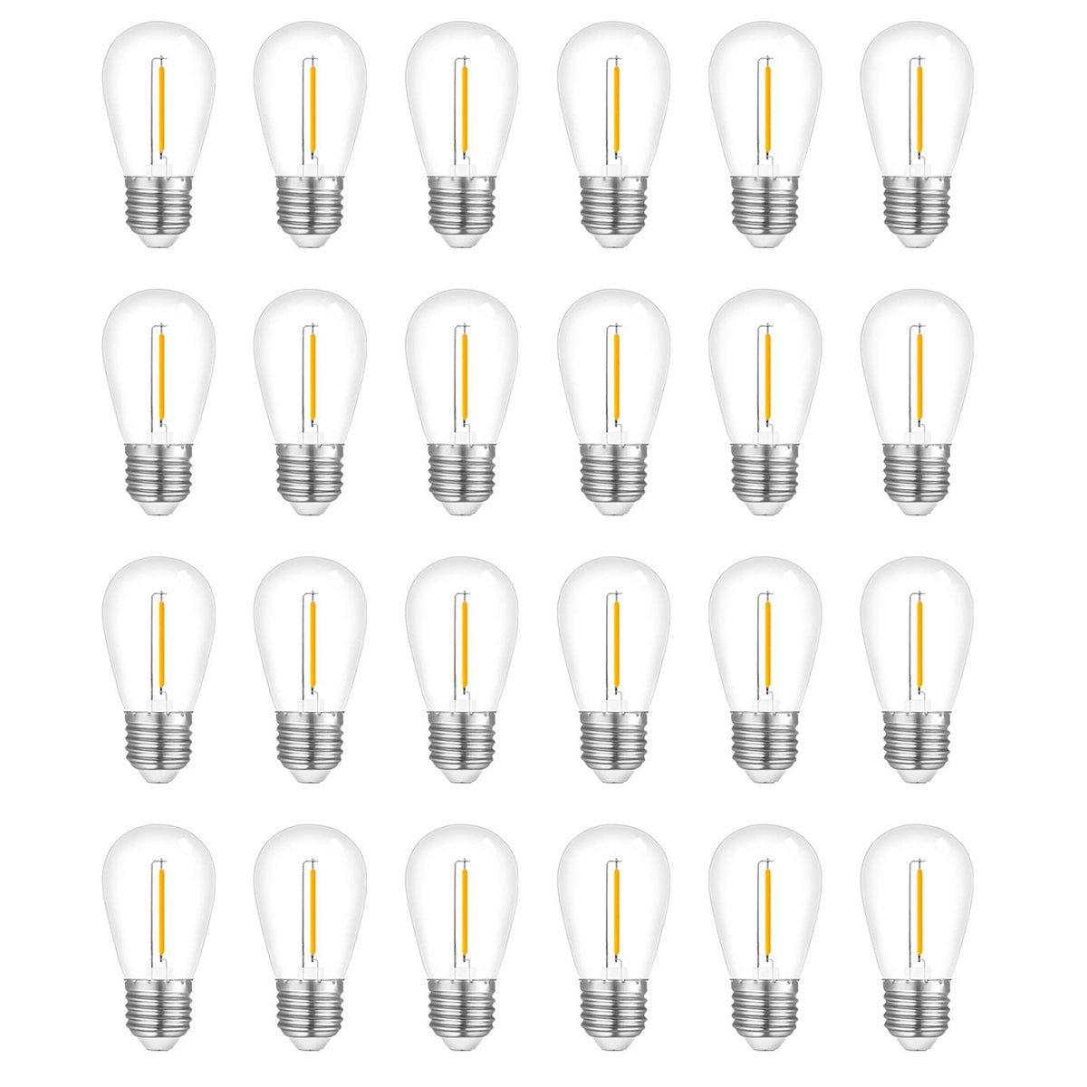 Visther 24-Pack S14 LED Outdoor Bulbs – 1W, 120V, E26 Base, 2700K Warm White