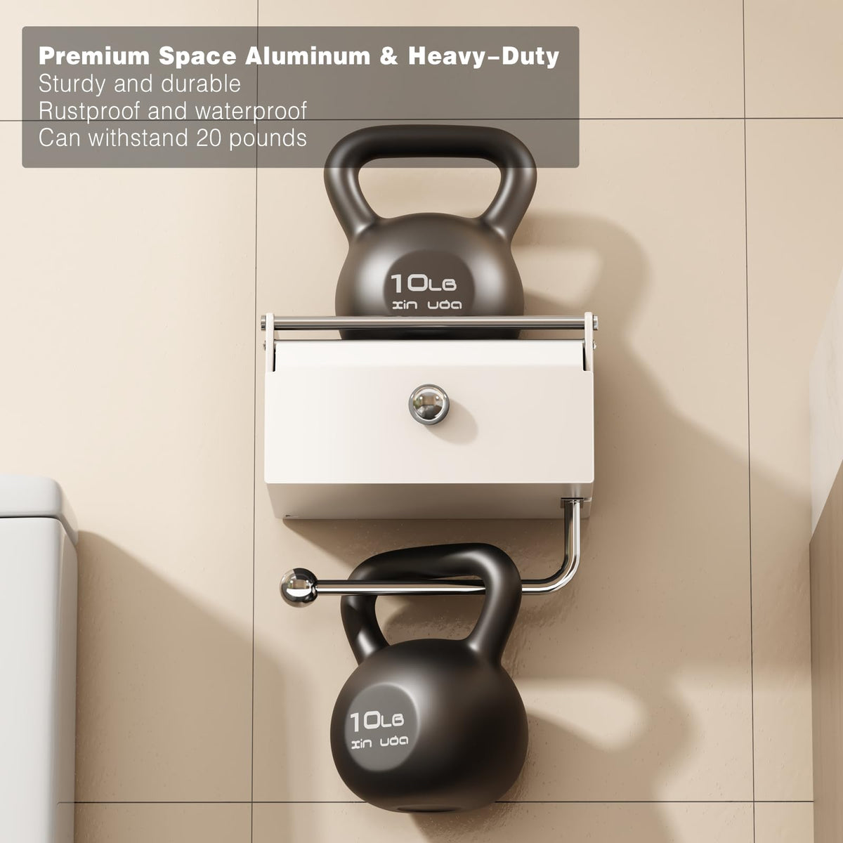Voldra Toilet Paper Holder with Shelf and Front Flip Lid — Matte White