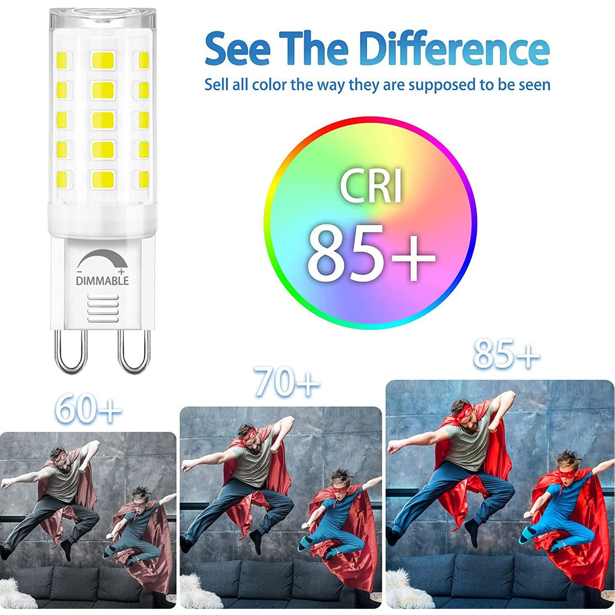 Winshine 10 Pack G9 LED Bulb Dimmable 6000K Daylight, 4W, 40W Halogen Equivalent, No-Flicker, 120V