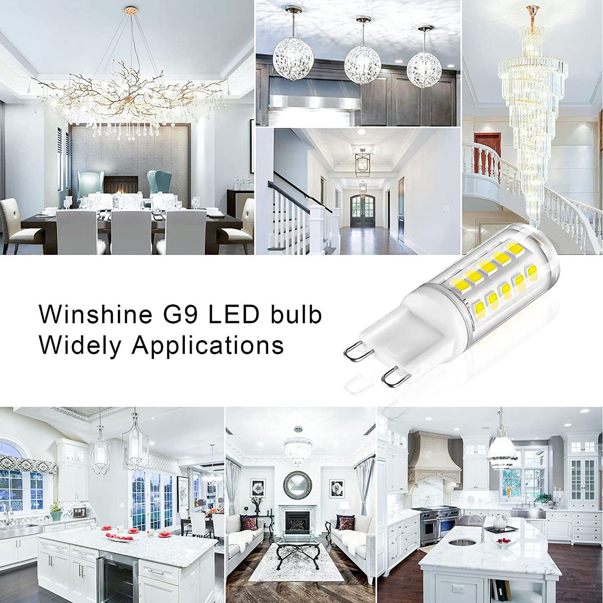 Winshine 10 Pack G9 LED Bulb Dimmable 6000K Daylight, 4W, 40W Halogen Equivalent, No-Flicker, 120V