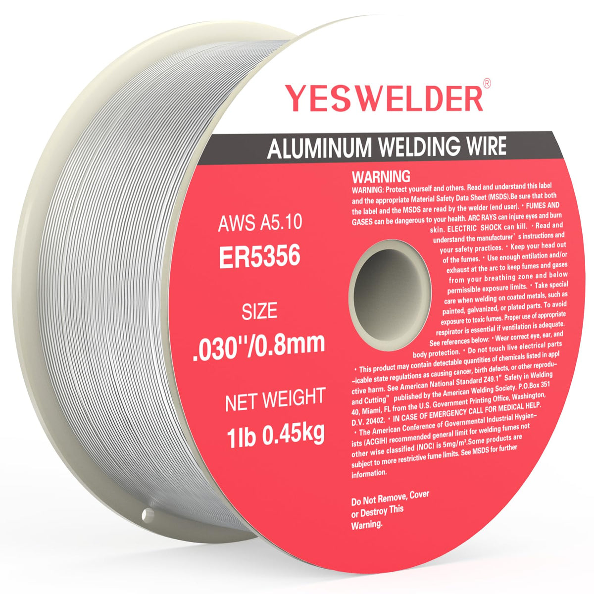 YESWELDER ER5356 .030-Inch MIG Welding Wire, 1 lb ABS Spool – AlMg5 Aluminum Filler